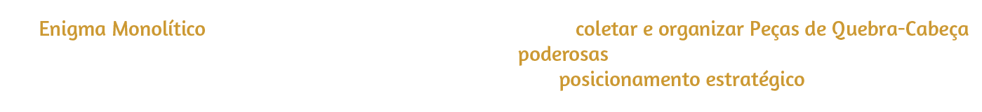 O Enigma Monolítico desafia os guerreiros mais experientes a coletar e organizar peças do enigma dentro do Monólito. Descubra combinações poderosas, complete o enigma e desbloqueie atributos e habilidades únicos por meio de um posicionamento estratégico.